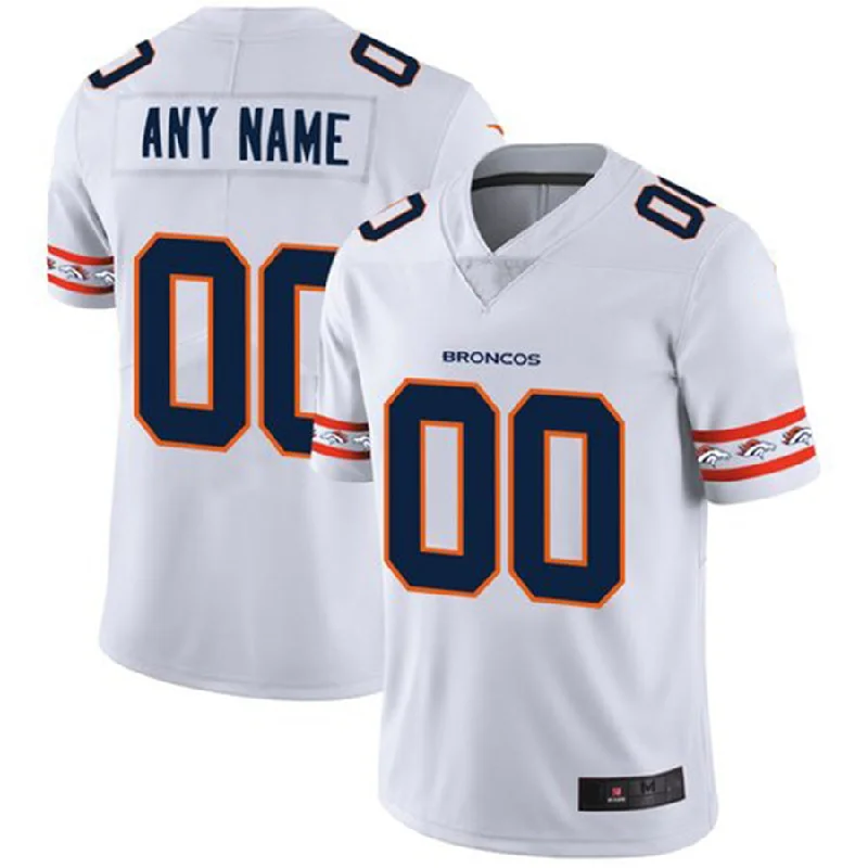 Custom Denver Broncos White Team Logo Vapor Limited Jersey Stitched Jersey American Football Jerseys