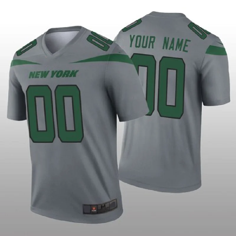 Custom New York Jets Gray Inverted Legend Jersey American Stitched Jersey Football Jerseys