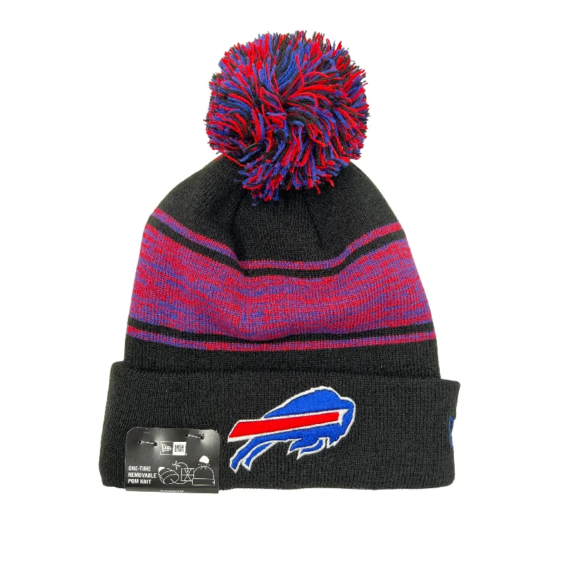 New Era Bills Charging Buffalo Black With Red and Blue Knit Hat