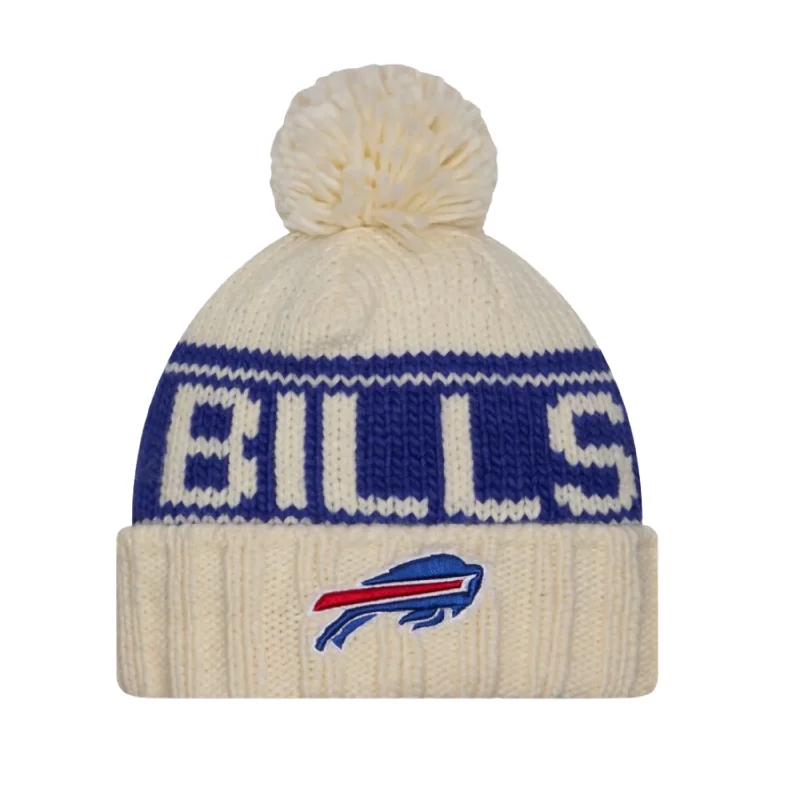 Women's New Era Bills 2024 Sideline Cream Pom Knit