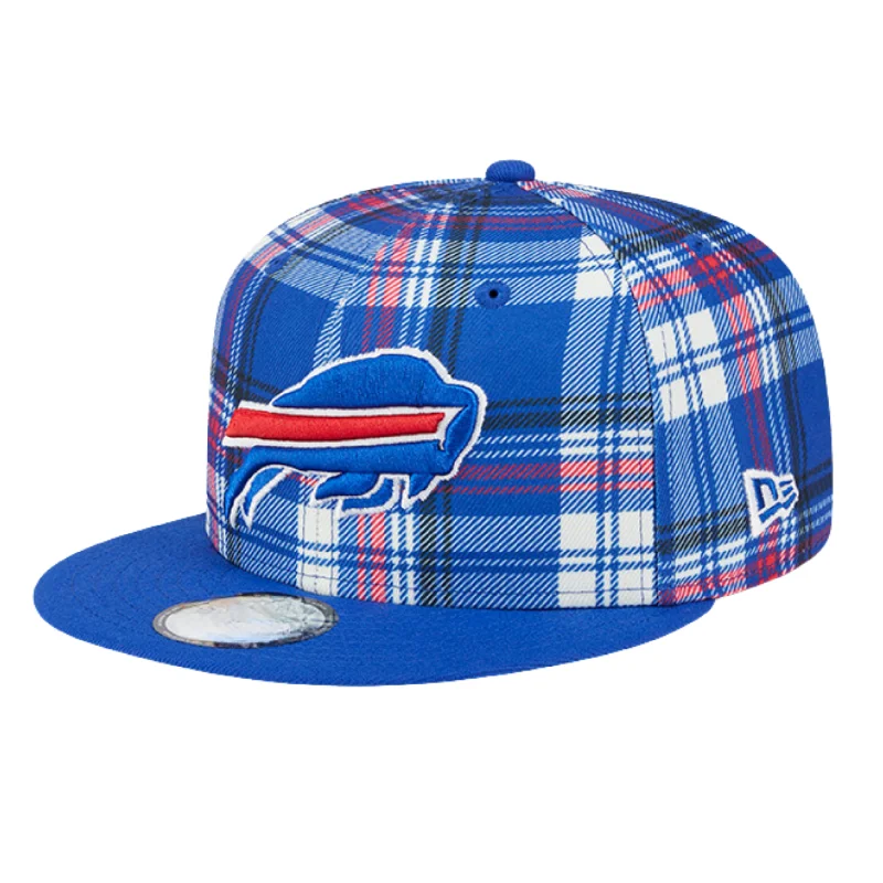 Youth New Era 9FIFTY Bills 2024 Sideline Blue Plaid Snapback