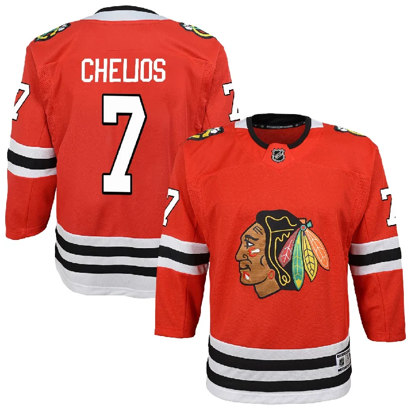 Chicago Blackhawks Chris Chelios Youth Red Premier Jersey w/ Authentic Lettering