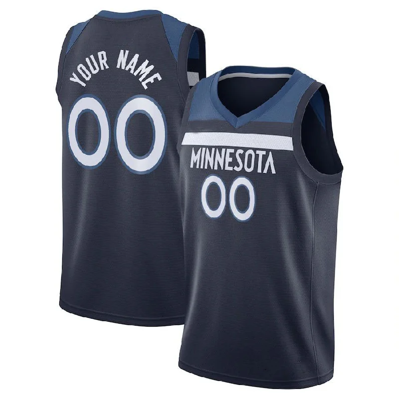 Custom M.Timberwolves Swingman  Jersey Icon Edition Navy Stitched Basketball Jersey