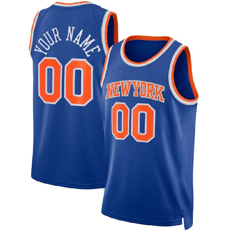 Custom NY.Knicks 2021-22 Diamond Swingman Jersey Icon Edition Blue Stitched Basketball Jersey