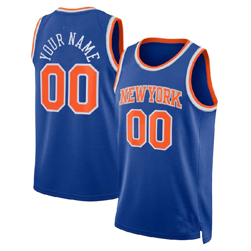 Custom NY.Knicks Unisex 2022-23 Swingman  Jersey Icon Edition Blue Stitched Basketball Jersey