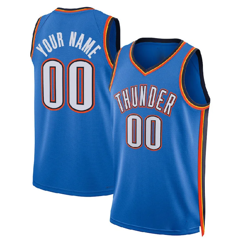 Custom OC.Thunder Unisex 2022-23 Swingman Jersey Blue Icon Edition Stitched Basketball Jersey