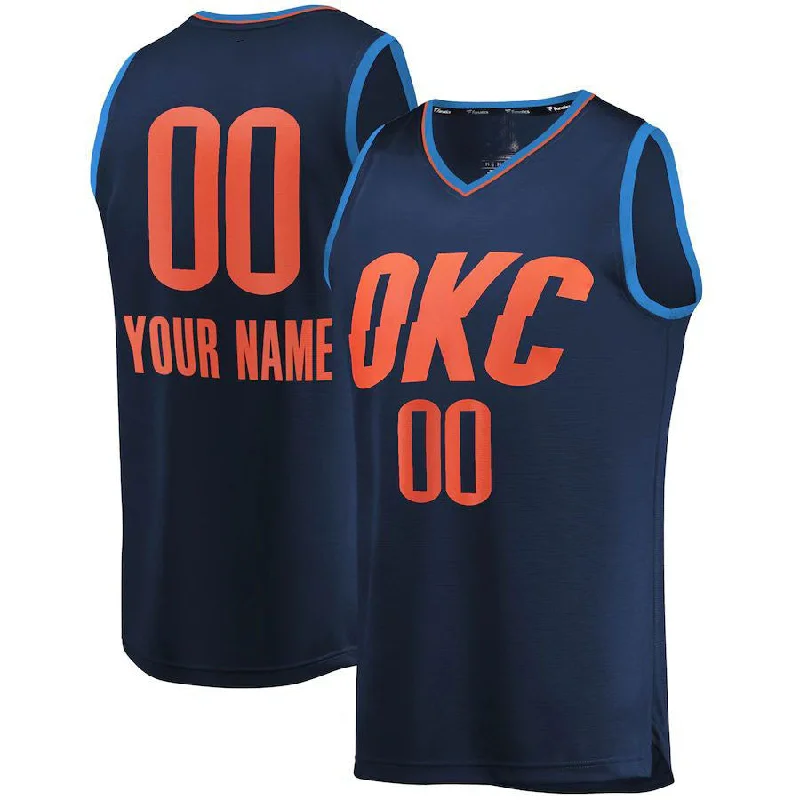 Custom OC.Thunder Fanatics Branded  Fast Break Replica Jersey Navy Statement Edition Stitched Basketball Jersey