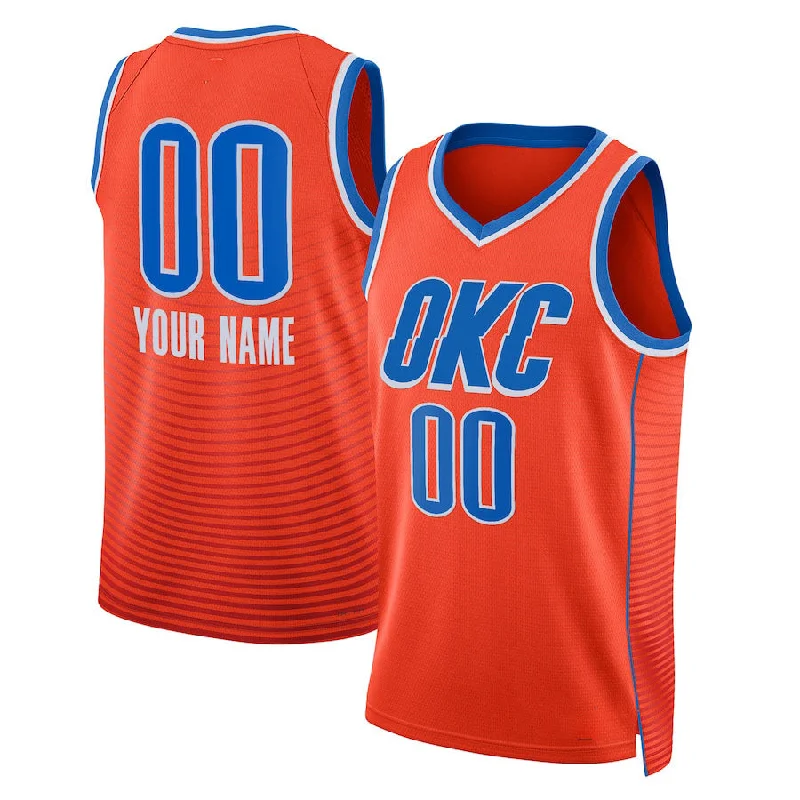 Custom OC.Thunder  Jordan Brand Unisex 2022-23 Swingman Jersey Statement Edition Orange Stitched Basketball Jersey