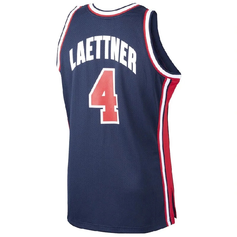 M.Timberwolves #4 Christian Laettner Basketball Mitchell & Ness Home 1992 Dream Team Authentic Jersey  Navy Stitched American Basketball Jersey