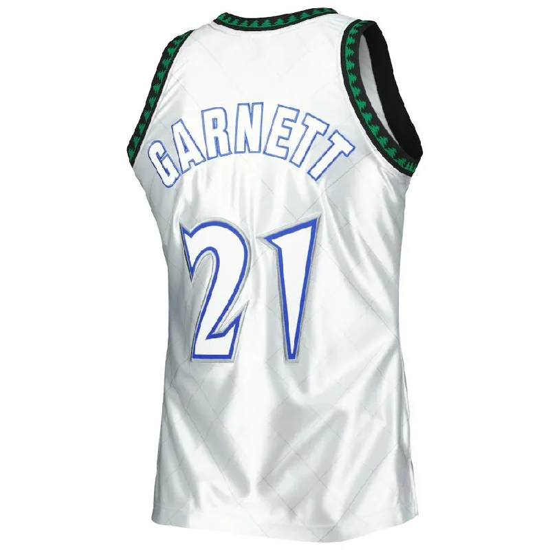 M.Timberwolves #21 Kevin Garnett Mitchell & Ness 1997-98 Hardwood Classics 75th Anniversary Swingman Jersey Platinum Stitched American Basketball Jersey