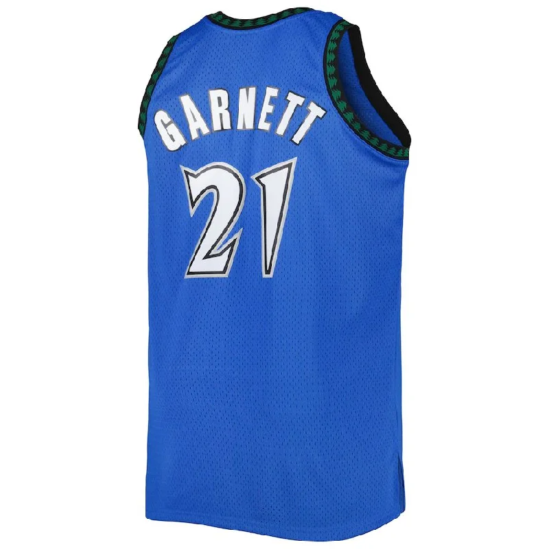 M.Timberwolves #21 Kevin Garnett Mitchell & Ness Big & Tall Hardwood Classics 2003-04 Swingman Jersey Blue Stitched American Basketball Jersey