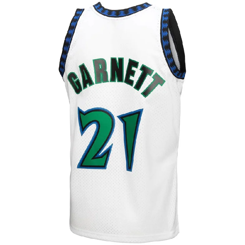 M.Timberwolves #21 Kevin Garnett Mitchell & Ness 1997-98 Hardwood Classics Reload 3.0 Swingman Jersey White Stitched American Basketball Jersey