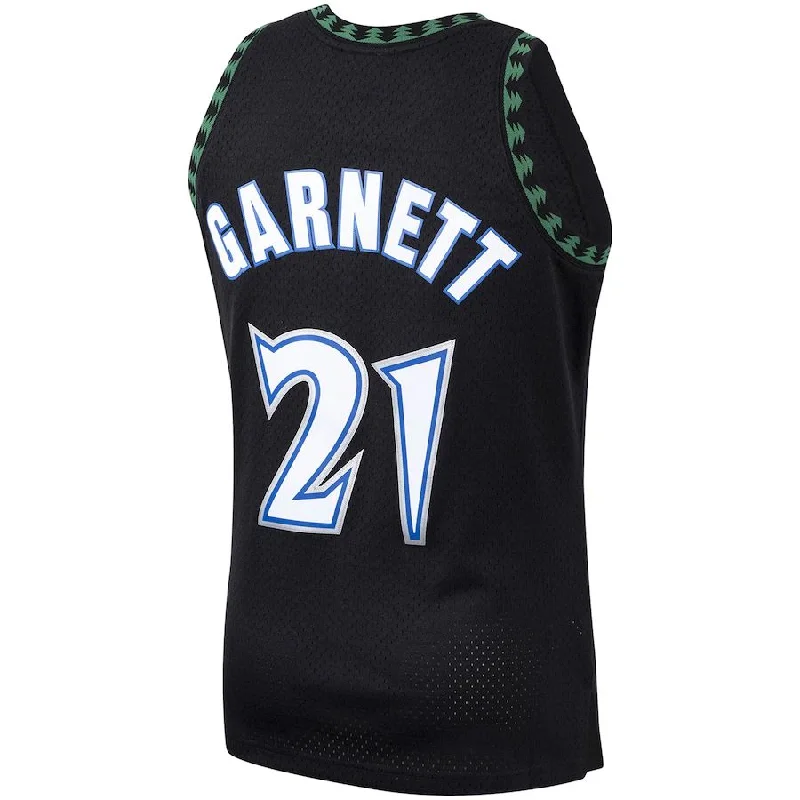 M.Timberwolves #21 Kevin Garnett Mitchell & Ness 1997-98 Hardwood Classics Swingman Player Jersey Black Stitched American Basketball Jersey