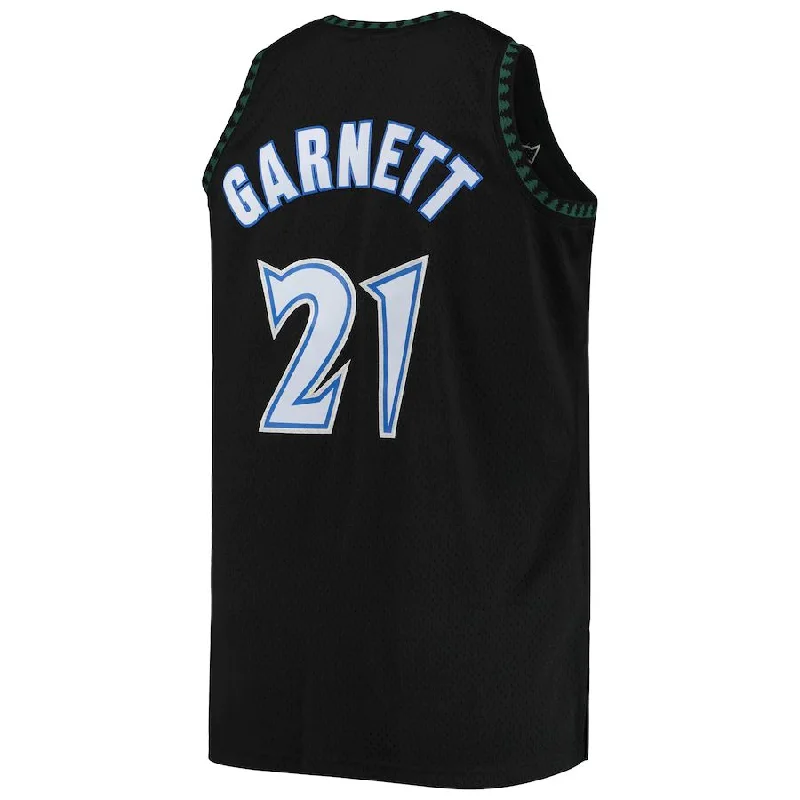 M.Timberwolves #21 Kevin Garnett Mitchell & Ness Big & Tall Hardwood Classics Jersey  Black Stitched American Basketball Jersey