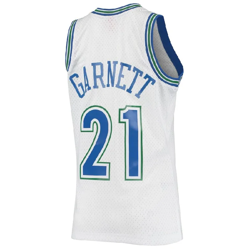 M.Timberwolves #21 Kevin Garnett Mitchell & Ness 1995-96 Hardwood Classics Swingman Jersey Statement Edition White Stitched American Basketball Jersey