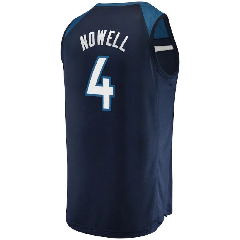 M.Timberwolves #4 Jaylen Nowell Fanatics Branded  2021-22 Fast Break Replica Jersey Icon Edition Navy Stitched American Basketball Jersey