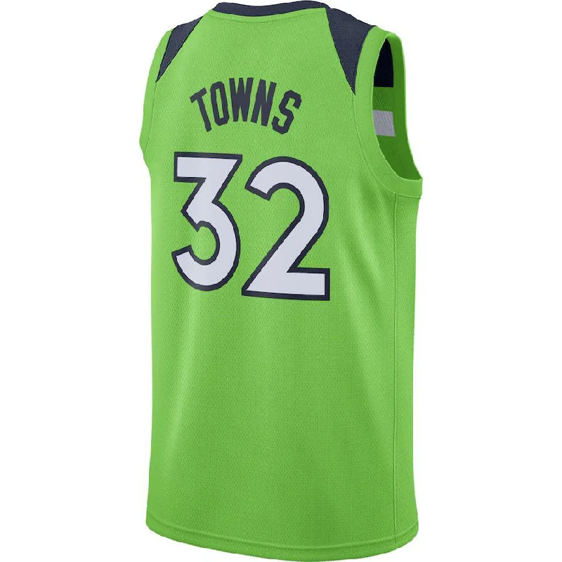 M.Timberwolves #32 Karl-Anthony Towns Swingman Jersey Statement Edition Green Stitched American Basketball Jersey