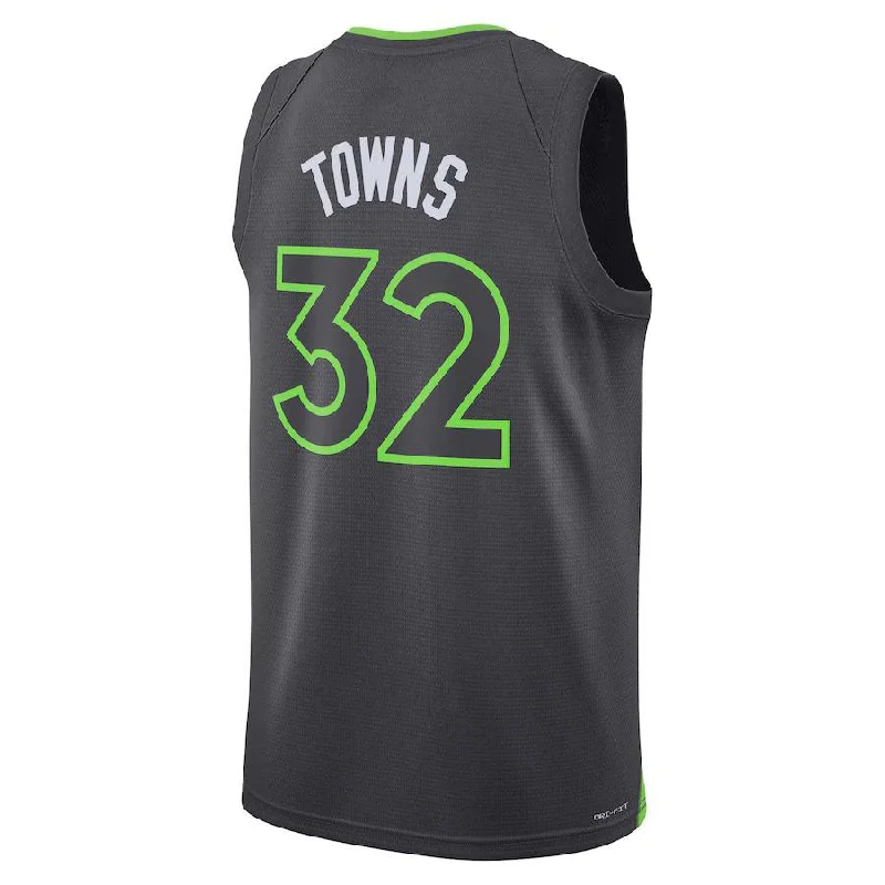 M.Timberwolves #32 Karl-Anthony Towns Fanatics Branded 2022-23 Fast Break Replica Jersey  Anthracite Statement Edition Stitched American Basketball Jersey