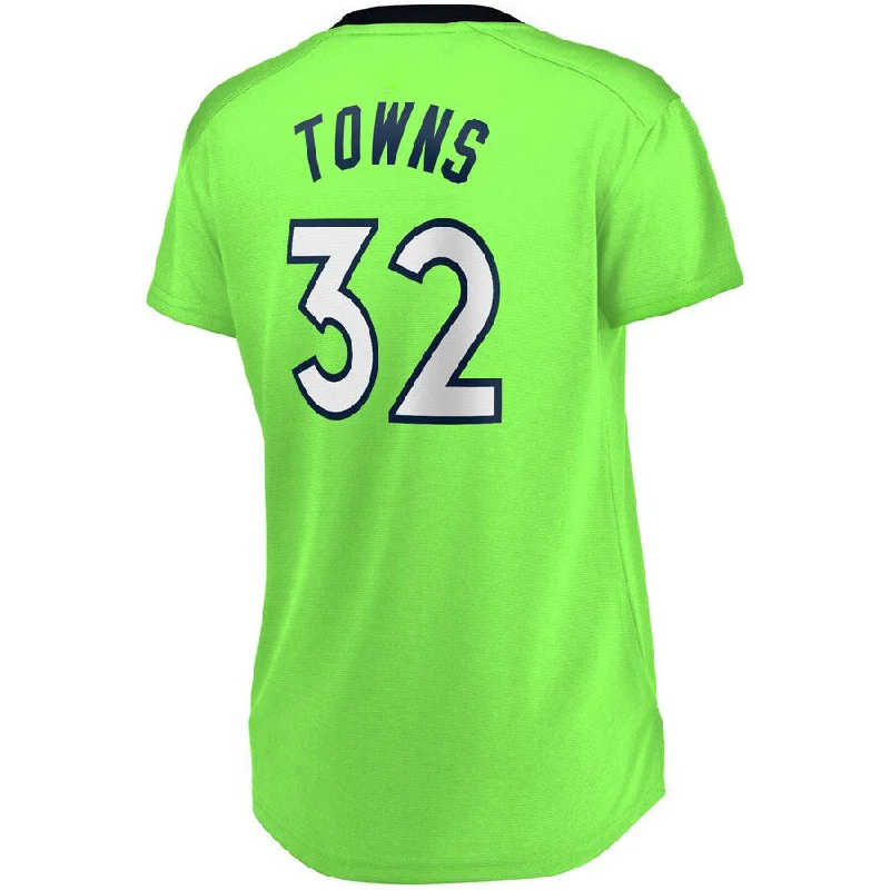 M.Timberwolves #32 Karl-Anthony Towns Fanatics Branded Women's Fast Break Replica Player Jersey Statement Edition  Green Stitched American Basketball Jersey