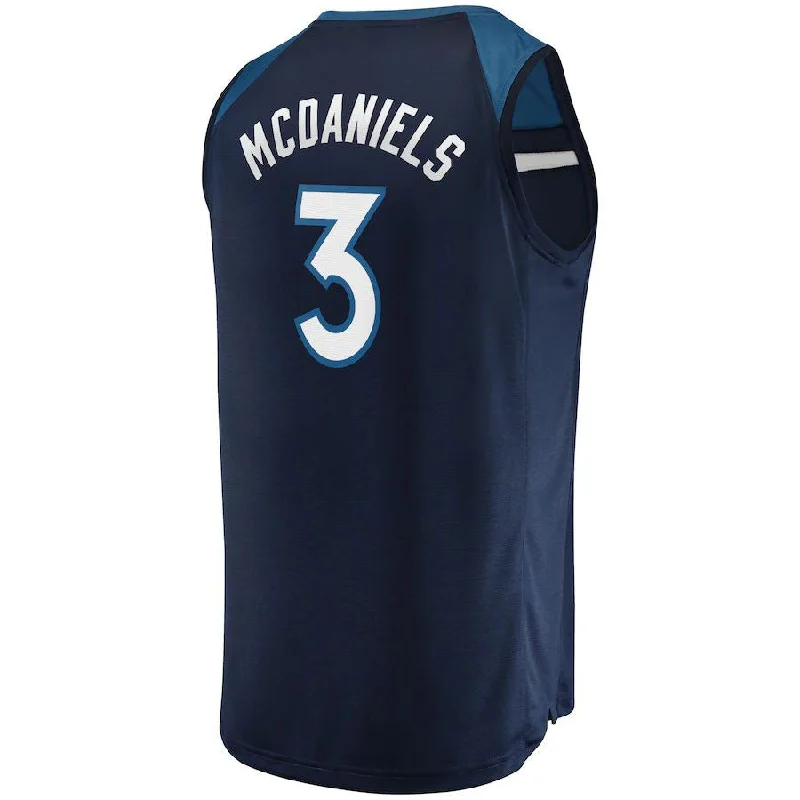 M.Timberwolves #3 Jaden McDaniels Fanatics Branded 2021-22 Fast Break Replica Jersey  Icon Edition Navy Stitched American Basketball Jersey