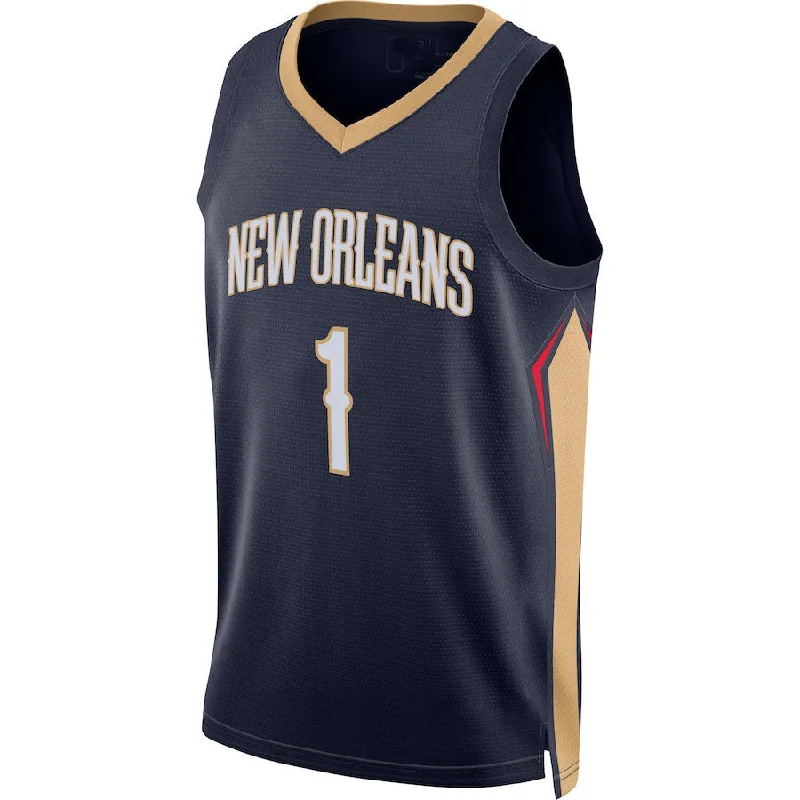 NO.Pelicans #1 Zion Williamson 2021-22 Diamond Swingman Jersey Icon Edition Navy Stitched American Basketball Jersey