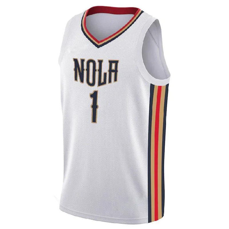 NO.Pelicans #1 Zion Williamson 2021-22 Swingman Jersey City Edition  White Stitched American Basketball Jersey