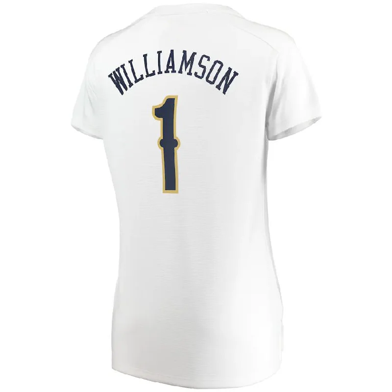 NO.Pelicans #1 Zion Williamson Fanatics Branded Women's Fast Break Replica Jersey Association Edition White Stitched American Basketball Jersey