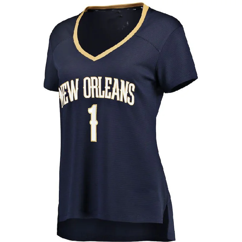 NO.Pelicans #1 Zion Williamson Fanatics Branded Women's Fast Break Replica Jersey Icon Edition Navy Stitched American Basketball Jersey