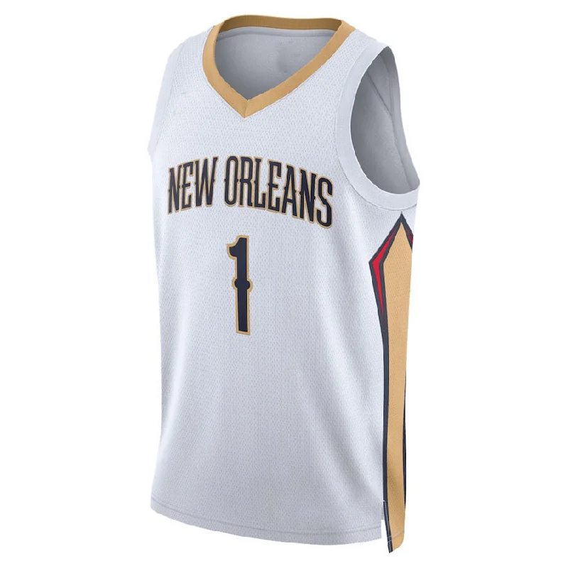 NO.Pelicans #1 Zion Williamson Unisex 2022-23 Swingman Jersey Association Edition White Stitched American Basketball Jersey