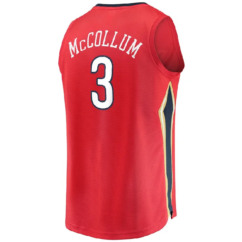 NO.Pelicans #3 C.J. McCollum Fanatics Branded 2021-22 Fast Break Replica Player Jersey Red Statement Edition Stitched American Basketball Jersey