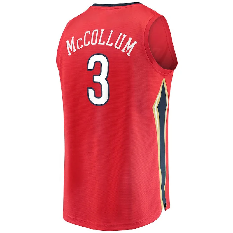 NO.Pelicans #3 C.J. McCollum Fanatics Branded 2022-23 Fast Break Replica Jersey Red Statement Edition Stitched American Basketball Jersey