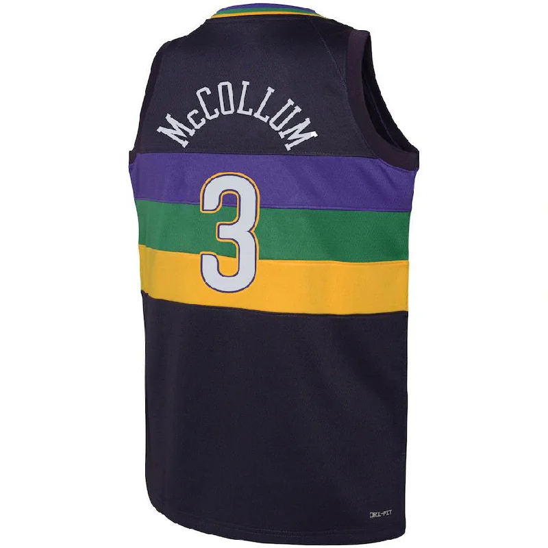 NO.Pelicans #3 C.J. McCollum Swingman Jersey City Edition Purple Stitched American Basketball Jersey