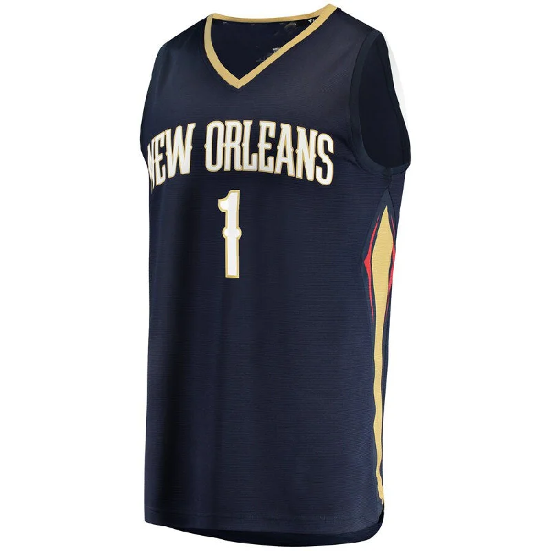 NO.Pelicans #1 Zion Williamson Fanatics Branded  Fast Break Replica Player Jersey Icon Edition Navy Stitched American Basketball Jersey