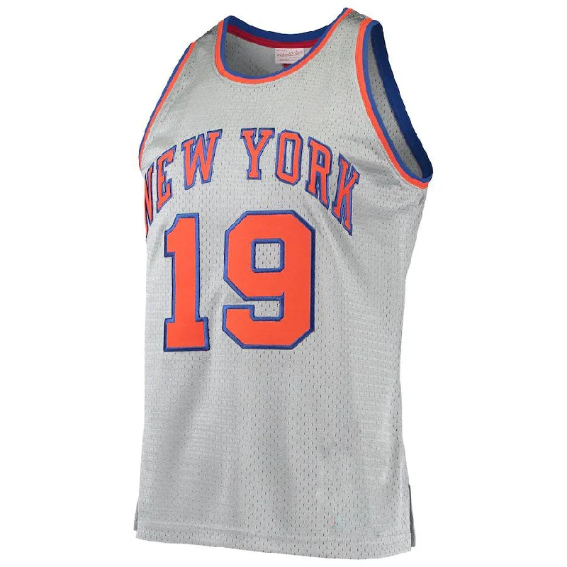 NY.Knicks #19 Willis Reed Mitchell & Ness 75th Anniversary 1969-70 Hardwood Classics Swingman Jersey  Silver Stitched American Basketball Jersey