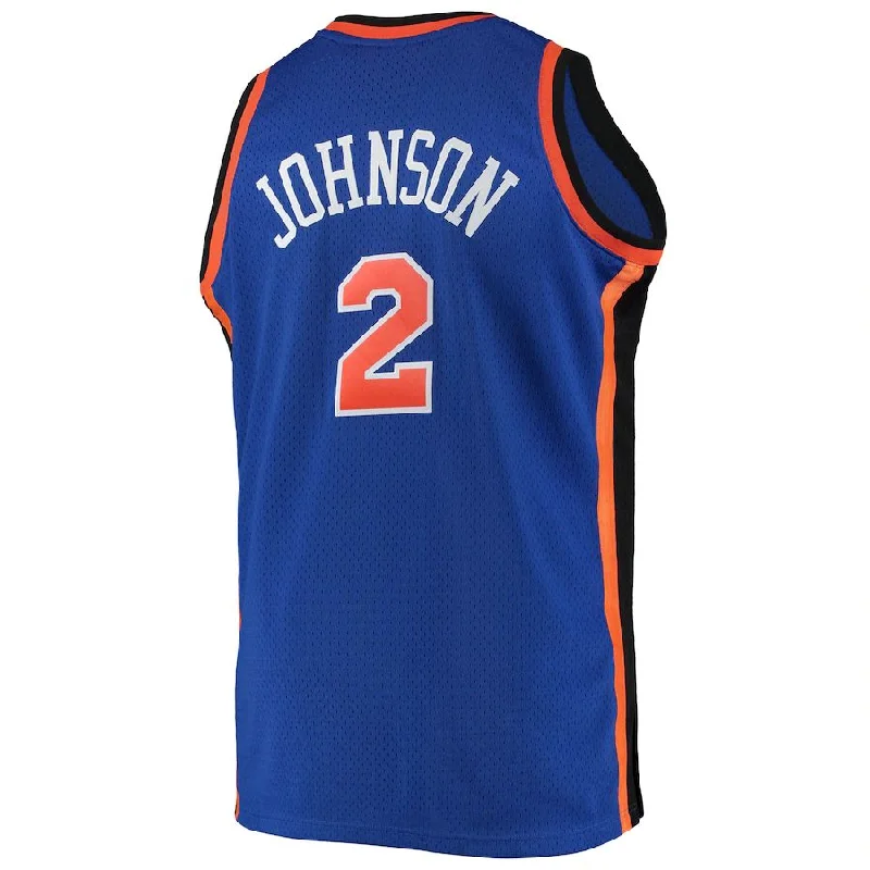 NY.Knicks #2 Larry Johnson Mitchell & Ness Big & Tall Hardwood Classics Swingman Jersey Blue Stitched American Basketball Jersey