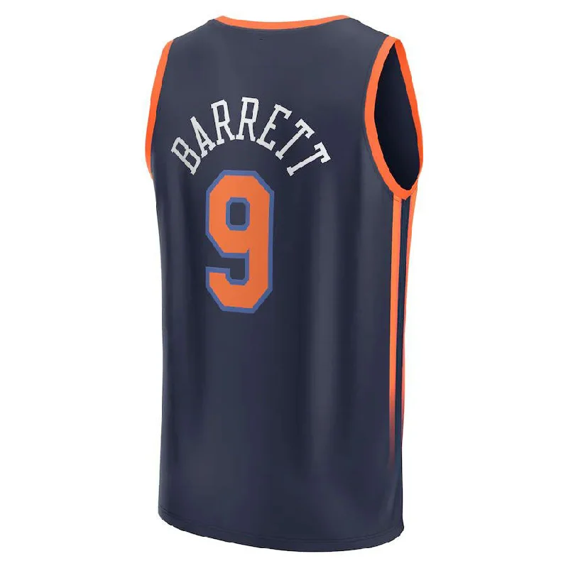 NY.Knicks #9 RJ Barrett Fanatics Branded 2022-23 Fast Break Replica Jersey Navy  Statement Edition Stitched American Basketball Jersey