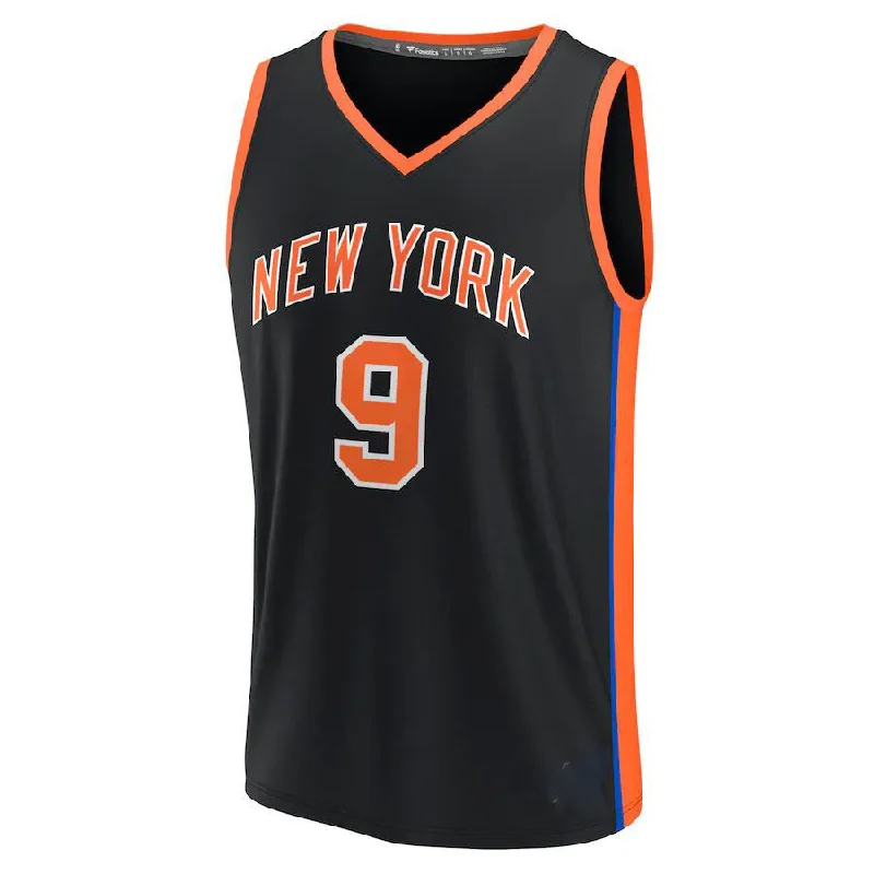 NY.Knicks #9 RJ Barrett Fanatics Branded 2022-23 Fastbreak Jersey City Edition Black Stitched American Basketball Jersey