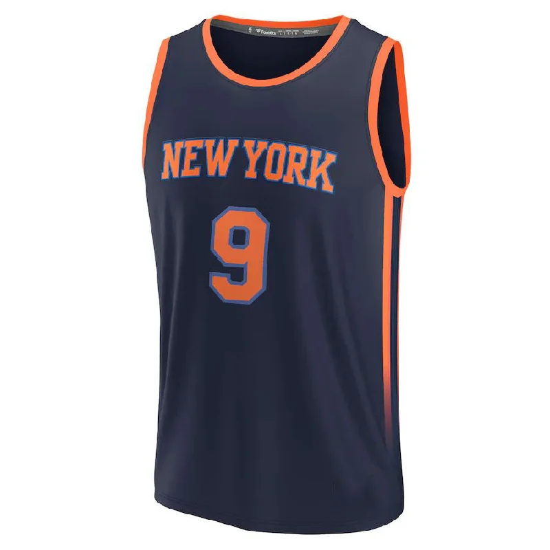 NY.Knicks #9 RJ Barrett Fanatics Branded  2022-23 Fast Break Player Jersey Navy  Statement Edition Stitched American Basketball Jersey