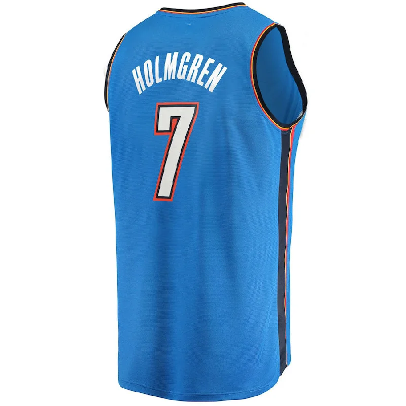 OC.Thunder #7 Chet Holmgren Fanatics Branded 2022  Draft First Round Pick Fast Break Replica Jersey Icon Edition Blue Stitched American Basketball Jersey