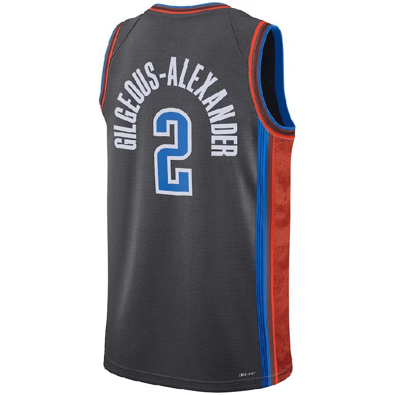 OC.Thunder #2 Shai Gilgeous-Alexander Unisex 2022-23 Swingman Jersey City Edition Gray Stitched American Basketball Jersey