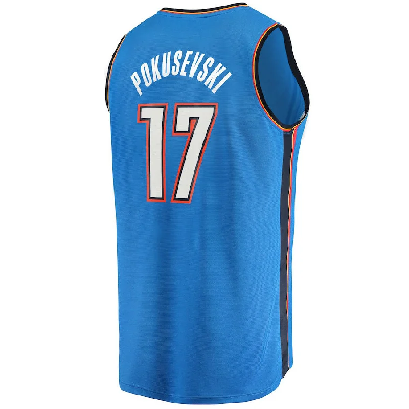 OC.Thunder #17 Aleksej Pokusevski Fanatics Branded 2021-22 Fast Break Replica Jersey Icon Edition Blue Stitched American Basketball Jersey