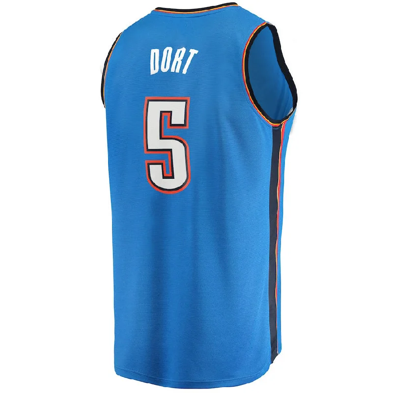 OC.Thunder #5 Luguentz Dort Fanatics Branded  Fast Break Player Jersey  Icon Edition  Blue Stitched American Basketball Jersey