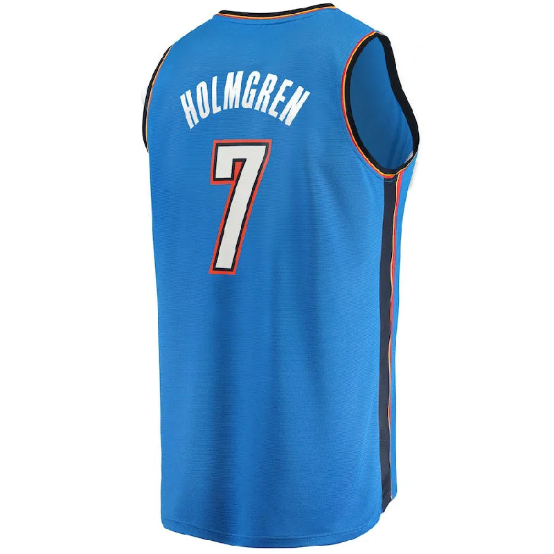 OC.Thunder #7 Chet Holmgren Fanatics Branded 2022 Draft First Round Pick Fast Break Replica Jersey Icon Edition Blue Stitched American Basketball Jersey